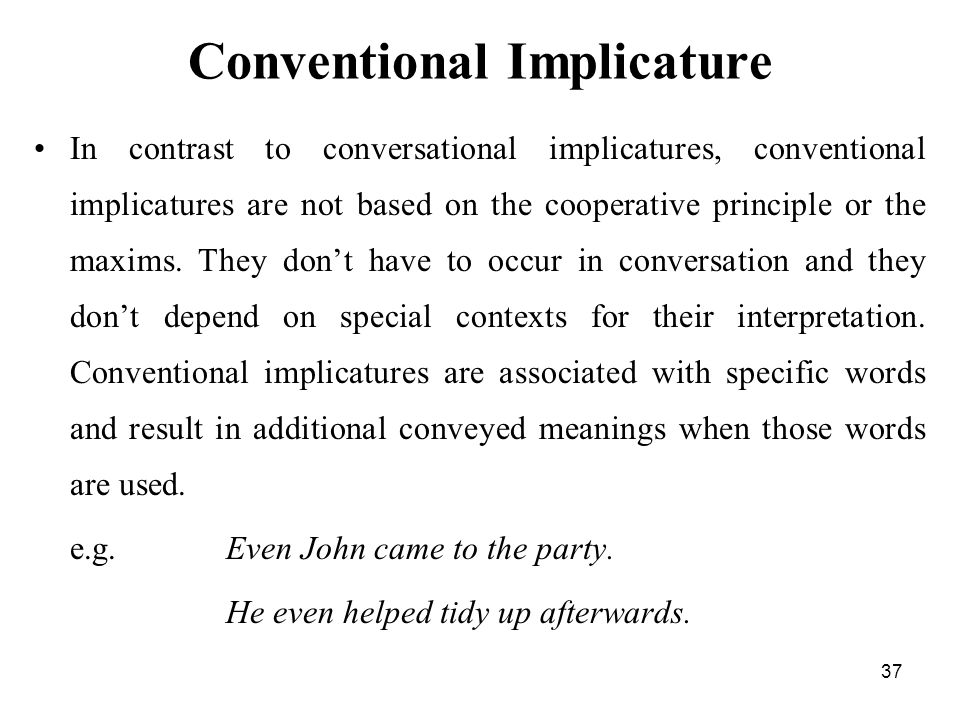 Conventional implicature clearance definition and examples